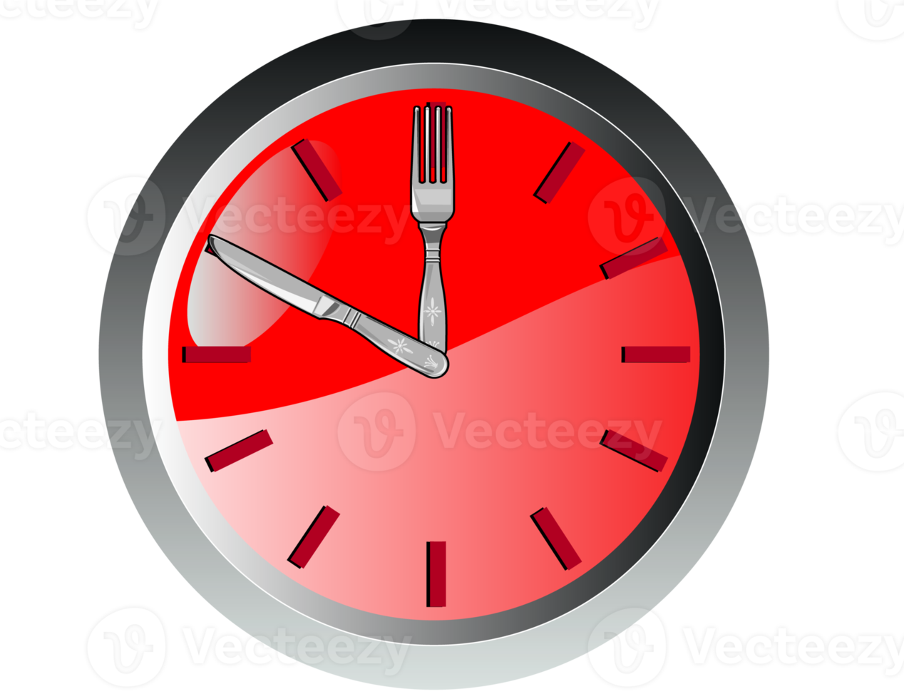 wall clock spoon and fork eating time png