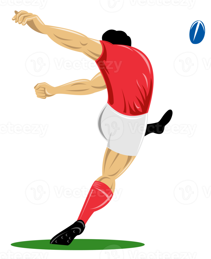 Rugby giocatore calciando il palla png