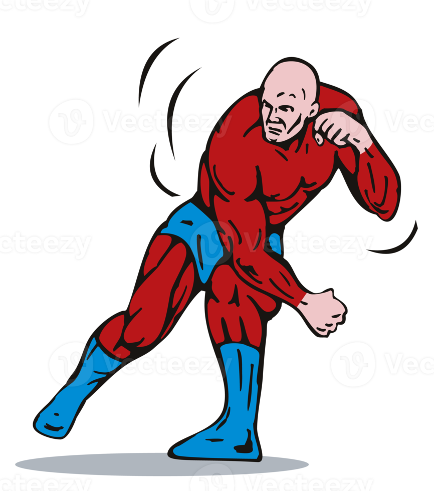 super-herói dos desenhos animados correndo socos png