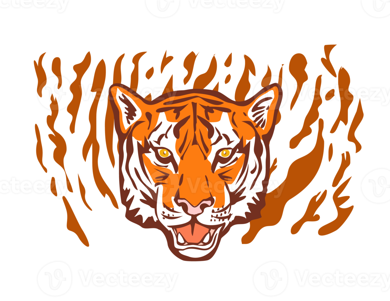 tigre aveva di fronte davanti con strisce png