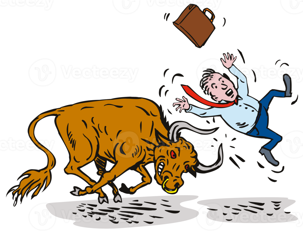 raging bull charging attacking businessman png