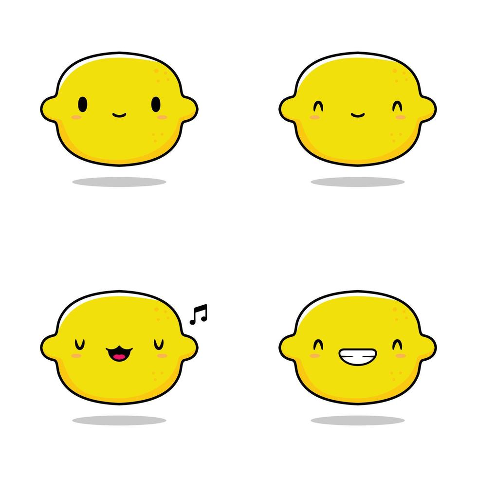 vector illustration of kawaii lemon emoji sticker