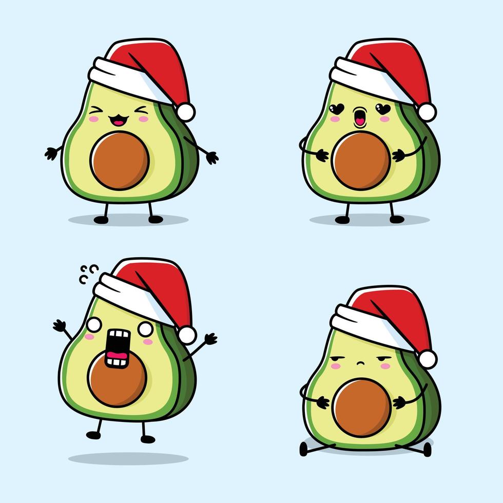 ilustración vectorial de la pegatina emoji de aguacate kawaii vector