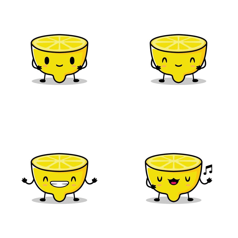 vector illustration of kawaii lemon emoji sticker
