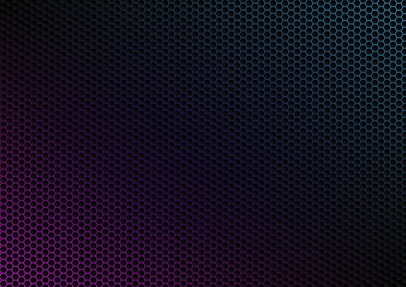 fondo de tecnología abstracta de hexágono oscuro con color azul y rosa debajo del hexágono. papel tapiz de colmena o vector de textura.