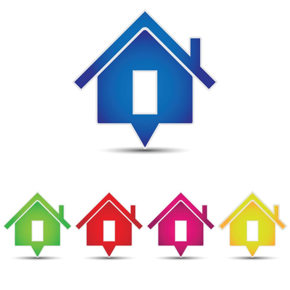 House icon. Abstract icon of a home shaped as a speech bubble on white background, five different colors, vector EPS10 illustration.