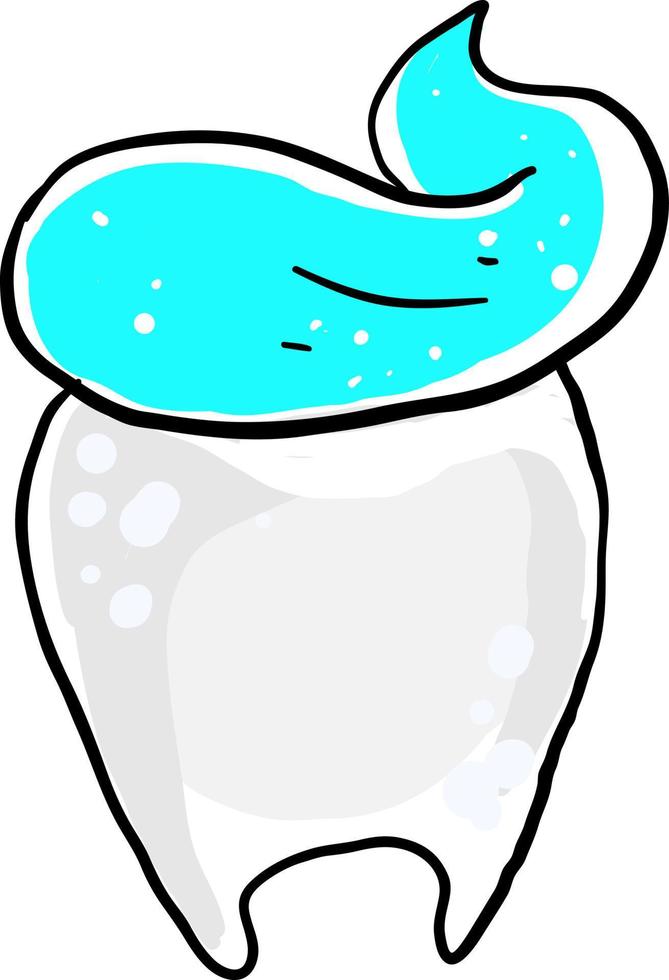 Tooth with toothpaste, illustration, vector on white background.