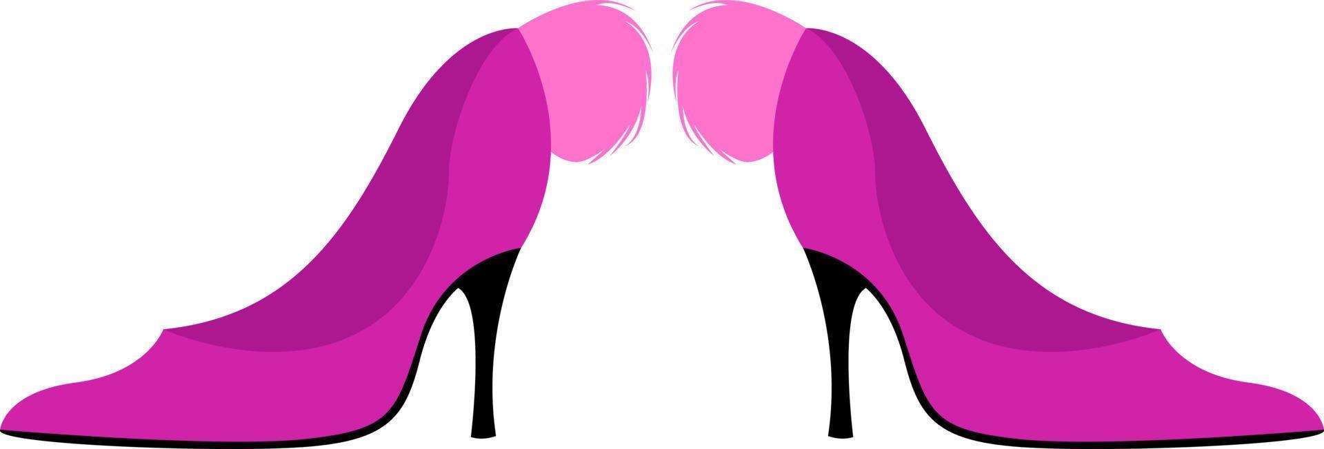 Pink woman shoes, illustration, vector on white background.