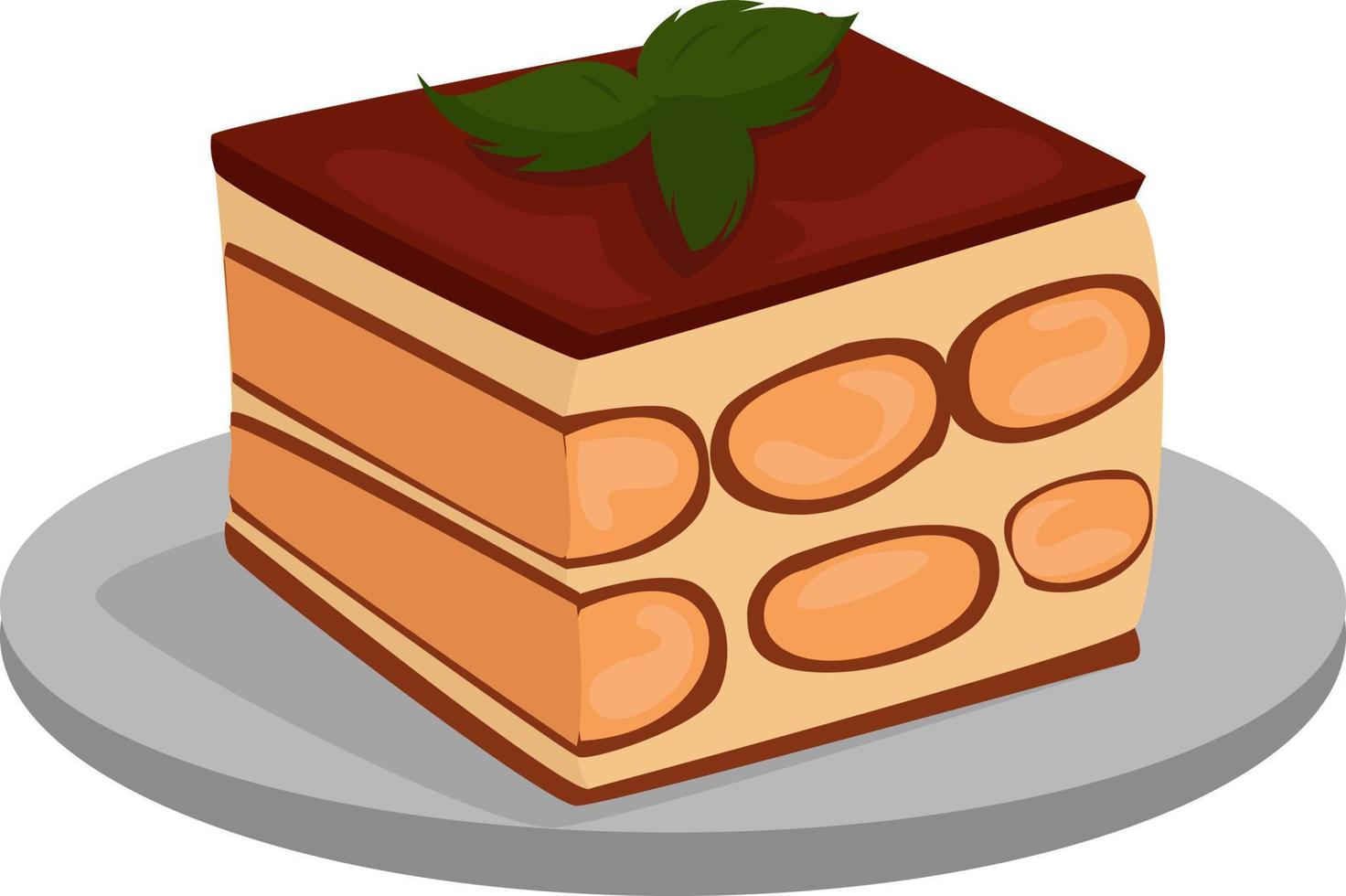 Sweet tiramisu, illustration, vector on white background.