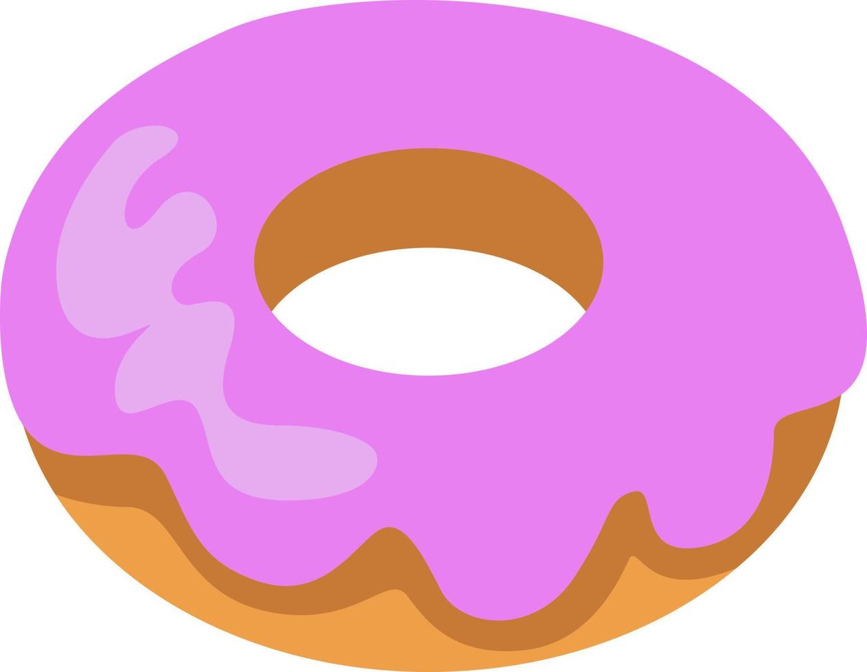 Donut with light pink cream, illustration, vector on a white background