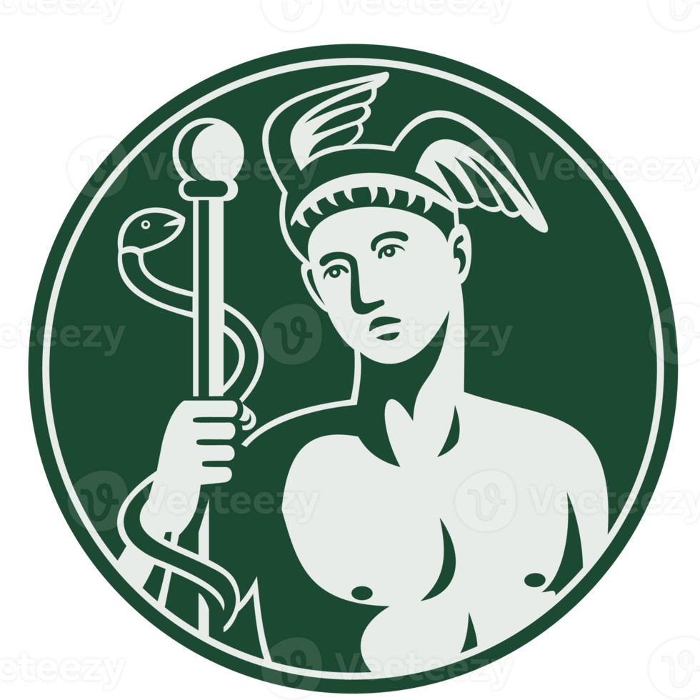 Greek God Hermes holding a caduceus png