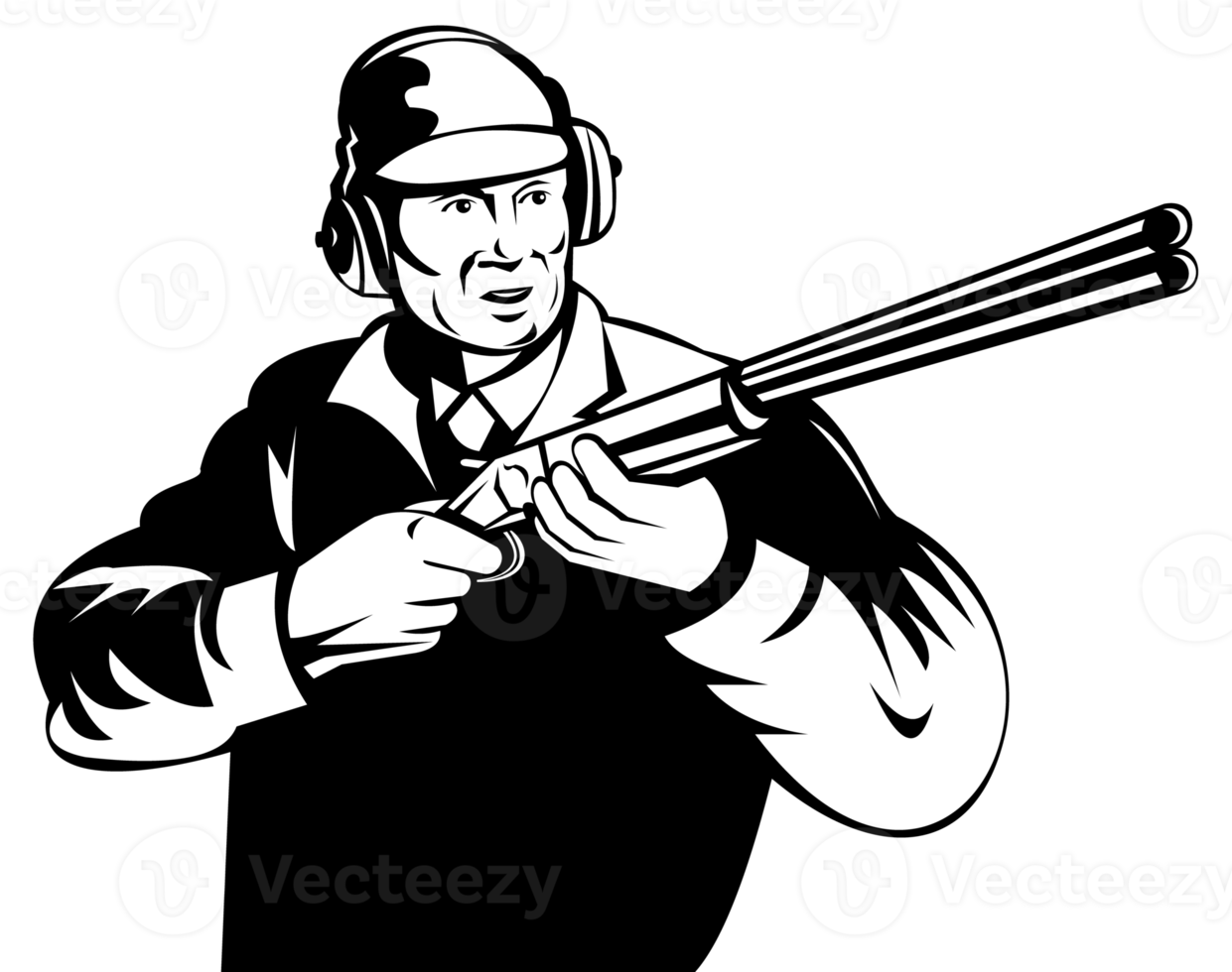 hunter aiming shotgun rifle png