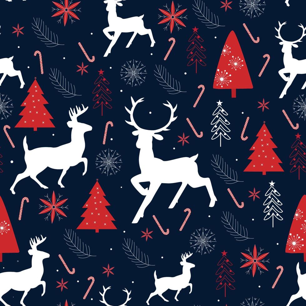 Vintage christmas elements seamless pattern wrapping background vector