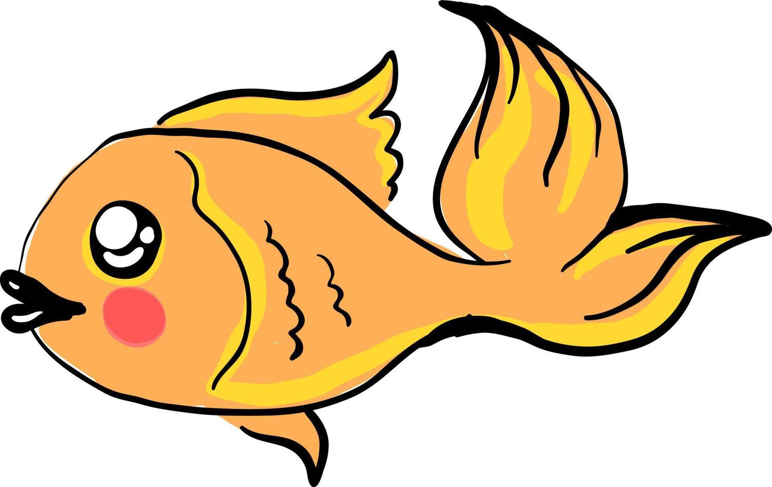 Golden fish, illustration, vector on white background.
