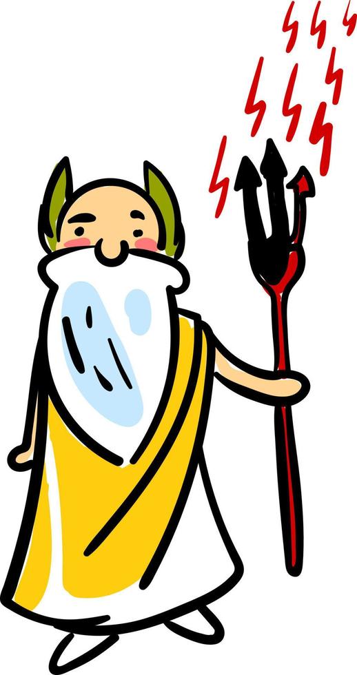 Zeus God, illustration, vector on white background