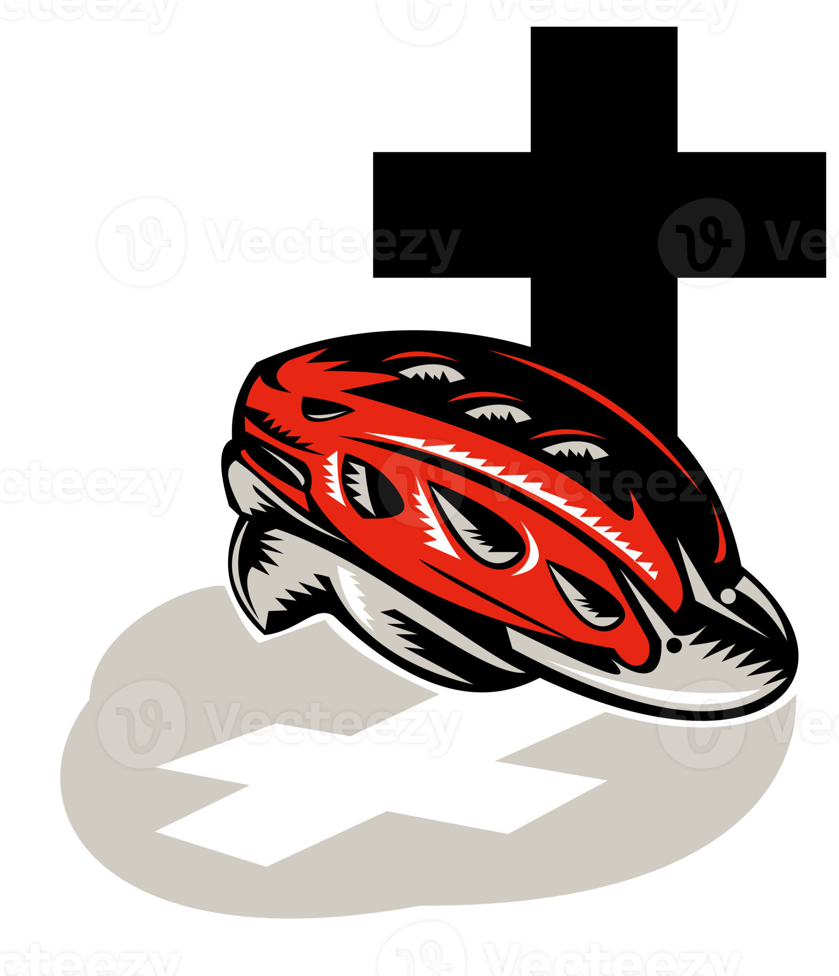 cycling crash helmet with cross 13787599 PNG