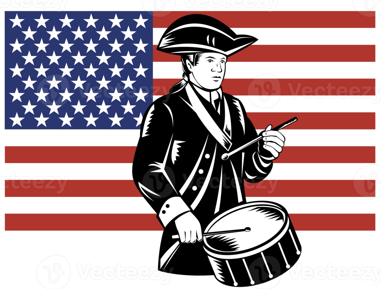 American Patriot Drummer Stars and Stripes Flag png