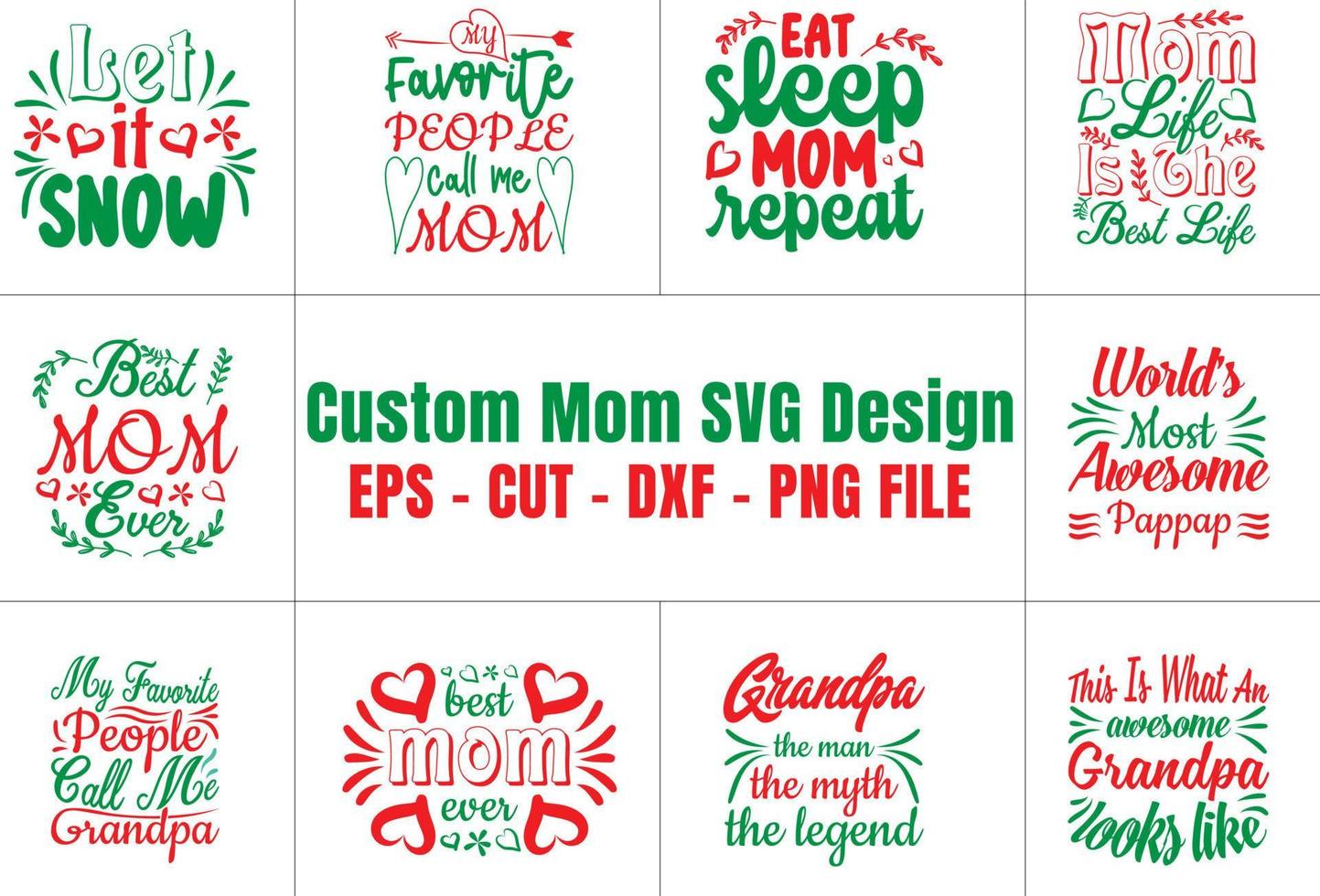 Custom Mom SVG bundle design vector