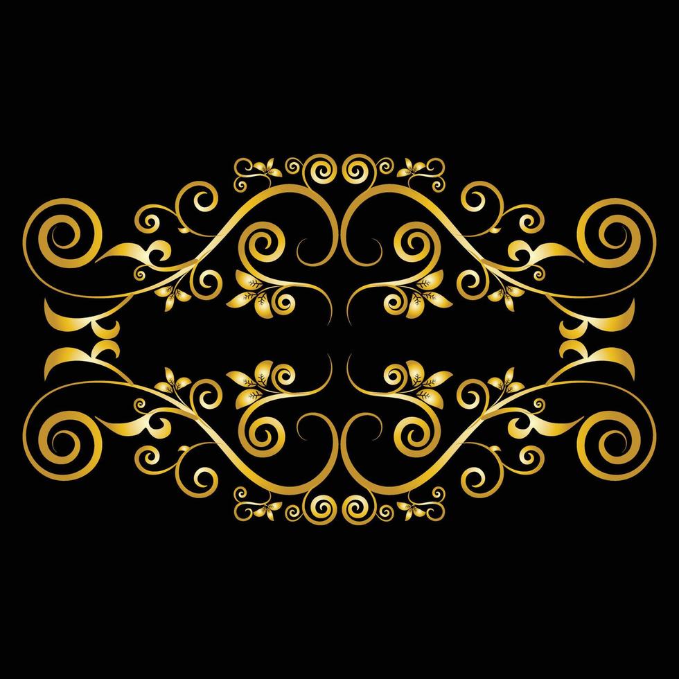 Decorative frame Elegant vector element for design in Eastern style, place for text. Beautiful floral golden border. Lace illustration for invitations, greeting cards and T Shirt design.