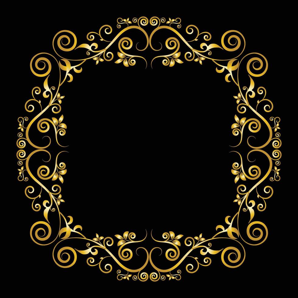 Decorative frame Elegant vector element for design in Eastern style, place for text. Beautiful floral golden border. Lace illustration for invitations, greeting cards and T Shirt design.