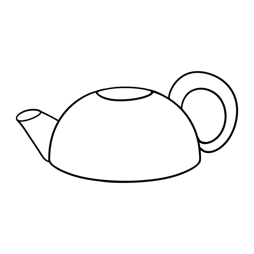 Monochrome Round kettle for boiling water, vector illustration in cartoon style on a white background