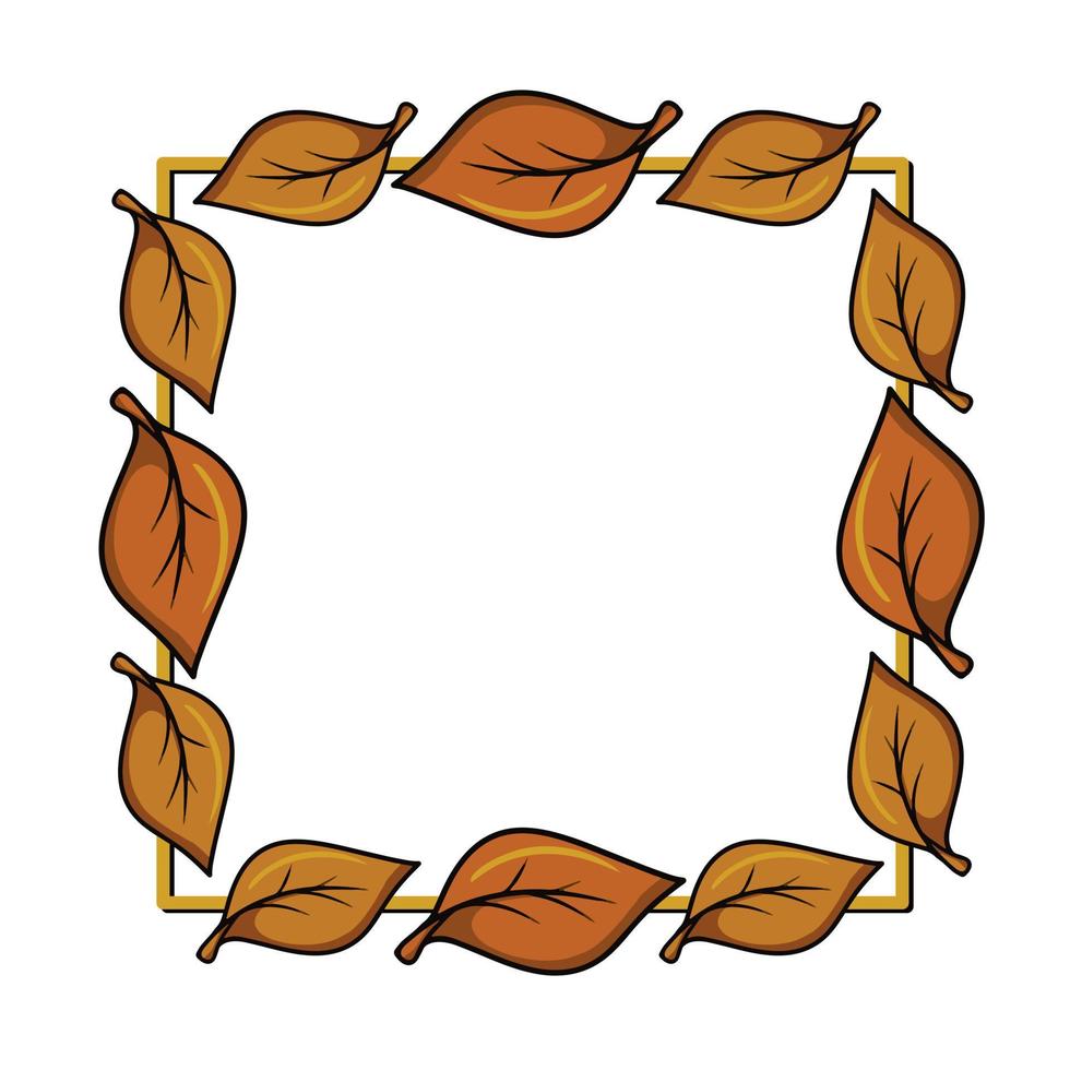 marco cuadrado, hoja de álamo de otoño naranja brillante, caída de hojas, espacio de copia, ilustración vectorial en estilo de dibujos animados vector