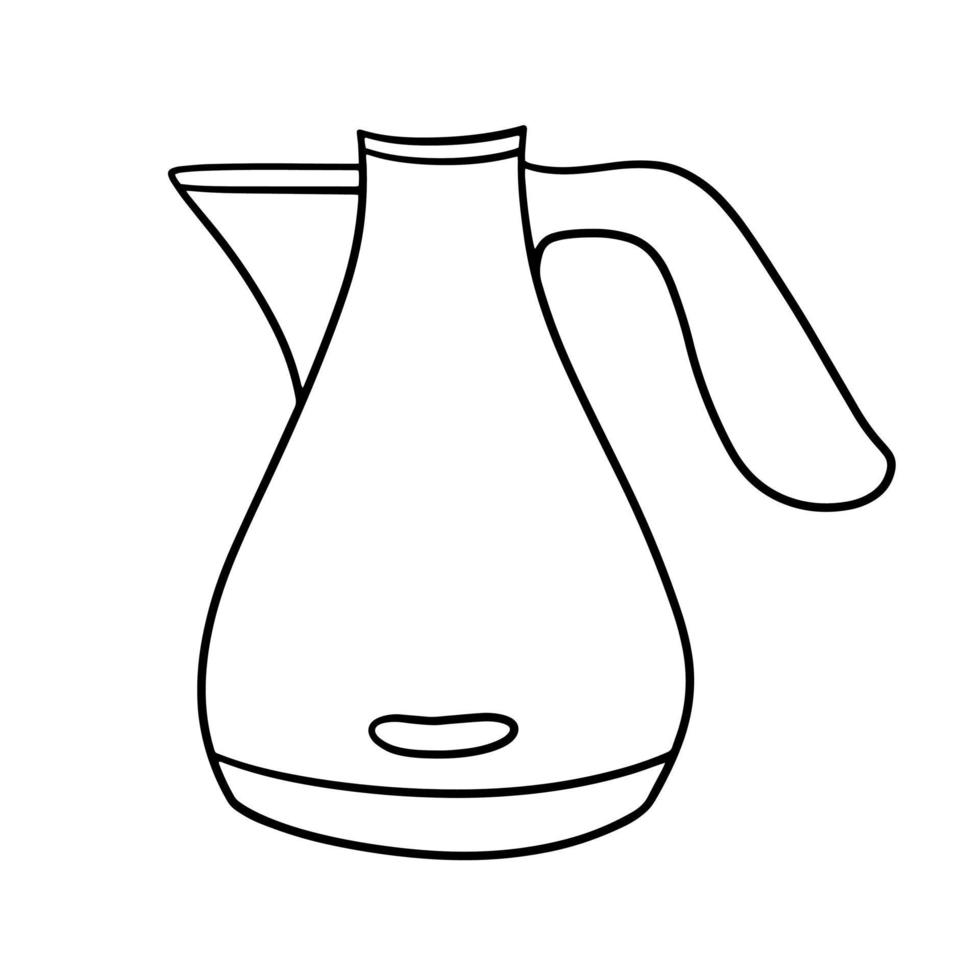 Monochrome High metal kettle for boiling water, vector illustration in cartoon style on a white background