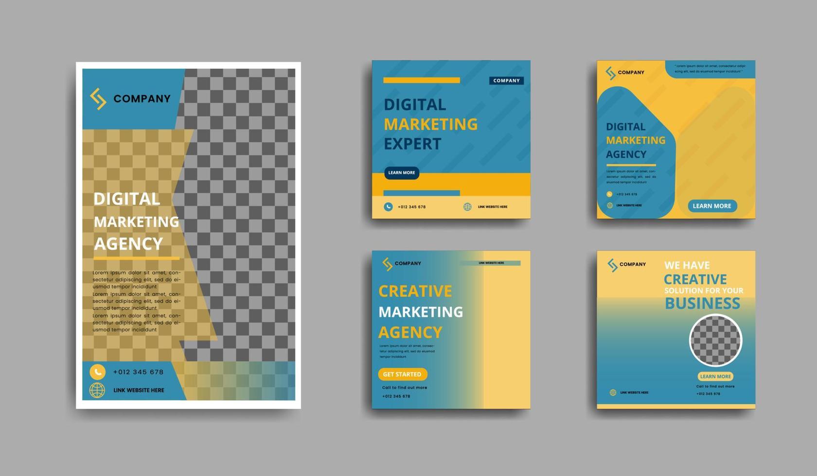 Digital business marketing social media post template vector