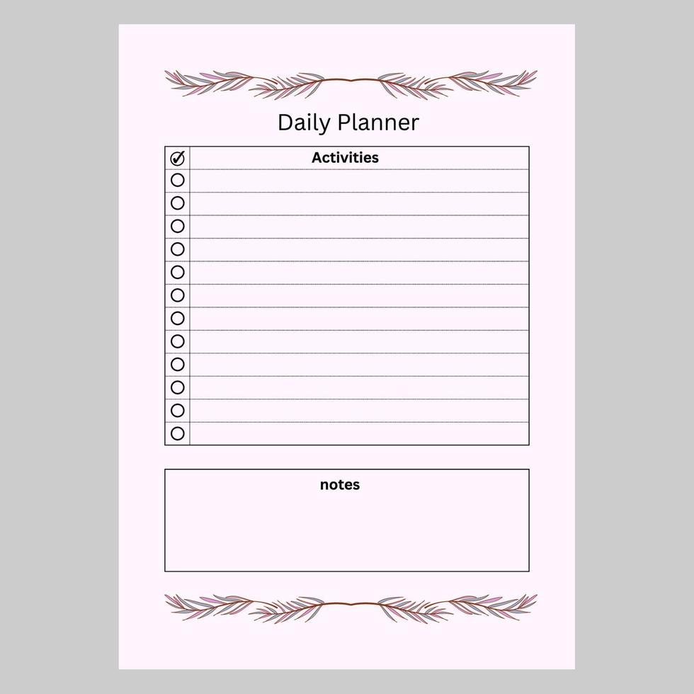 daily planner design. Vector planner pages templates