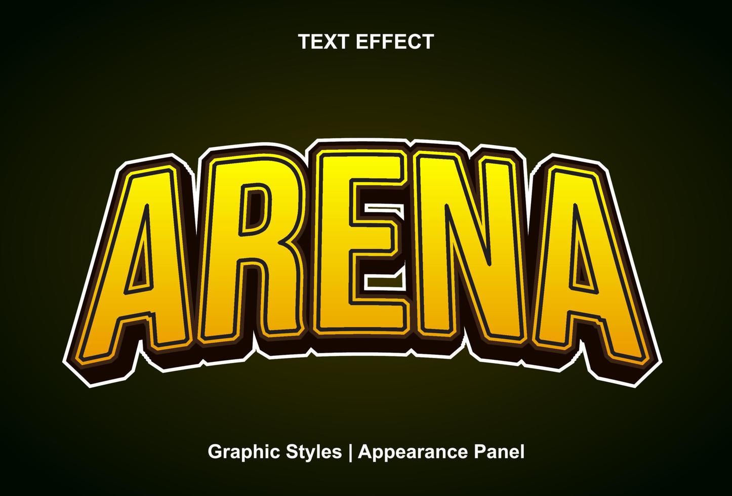 arena text effect with graphic style and editable. vector