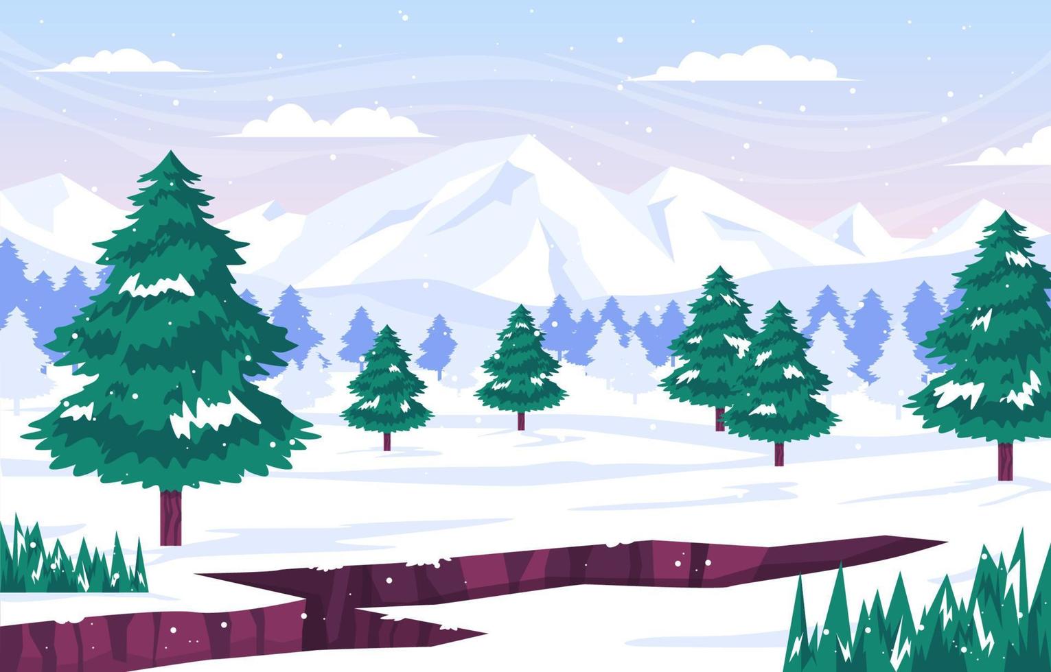 fondo de paisaje de nieve de invierno vector