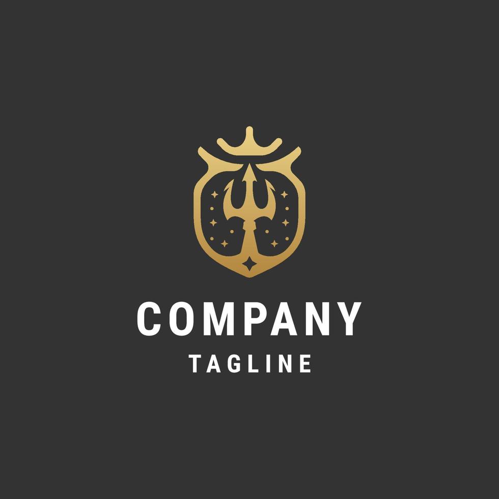 Royal trident logo design template flat vector