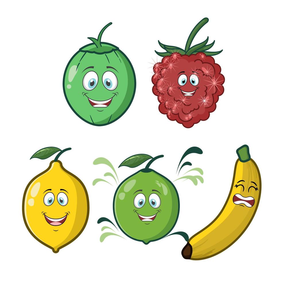 cute fruits illustration vector