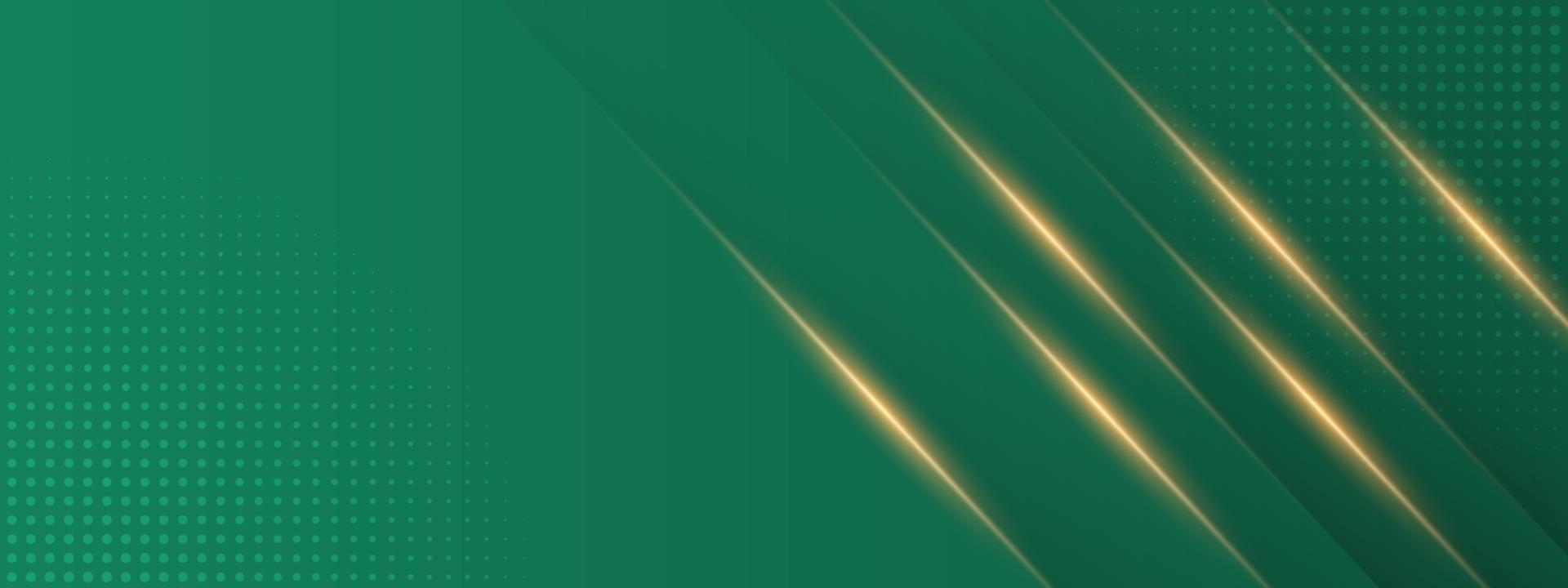 fondo de lujo verde con líneas de luz doradas vector