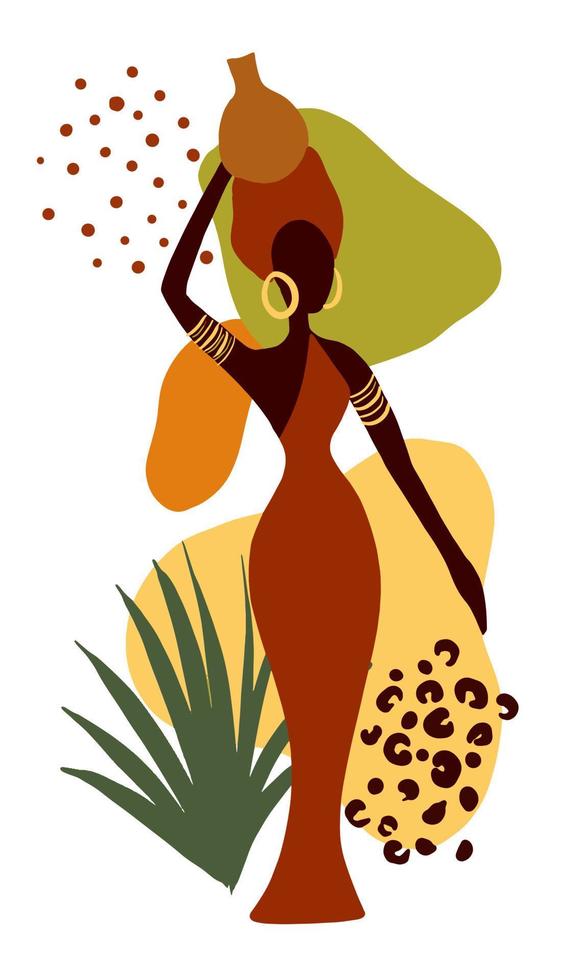 hermosa mujer negra mujer africana. ilustración vectorial de moda vector