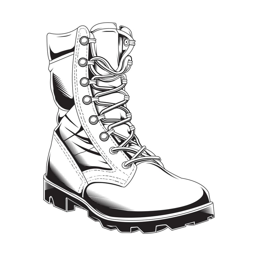 vector de diseño botas tácticas en blanco y negro