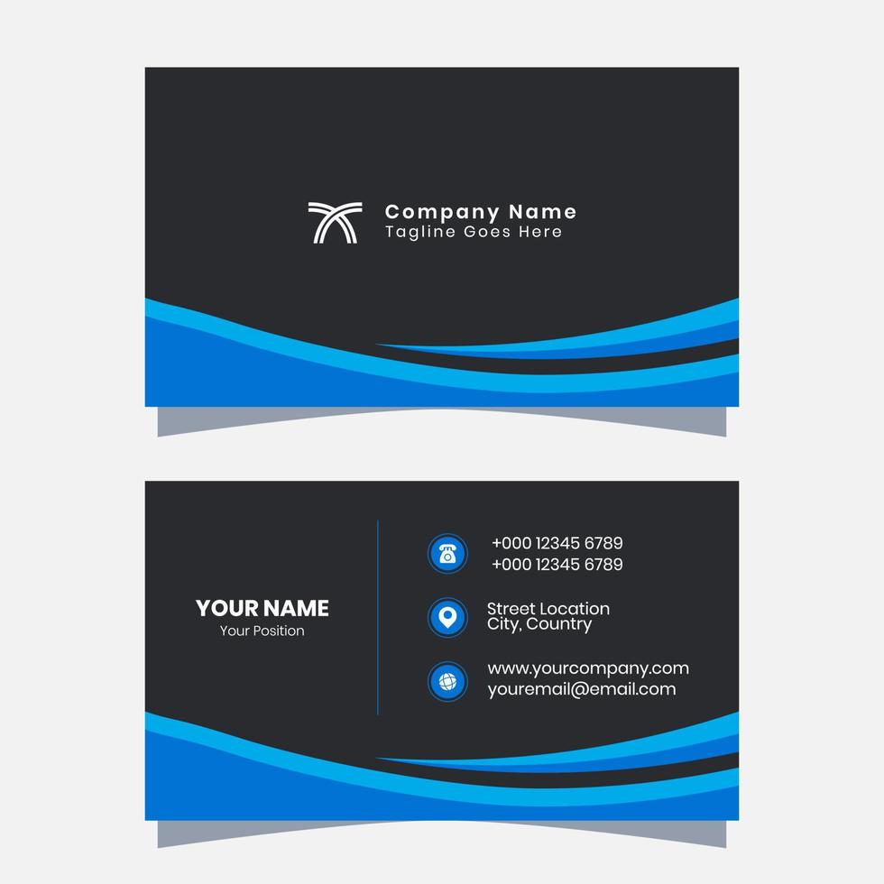 Vector Graphic of Business Card Icon Template, with Blue and Black Color, Perfect to use for a Great First Impression, Advertising, Contact Information.