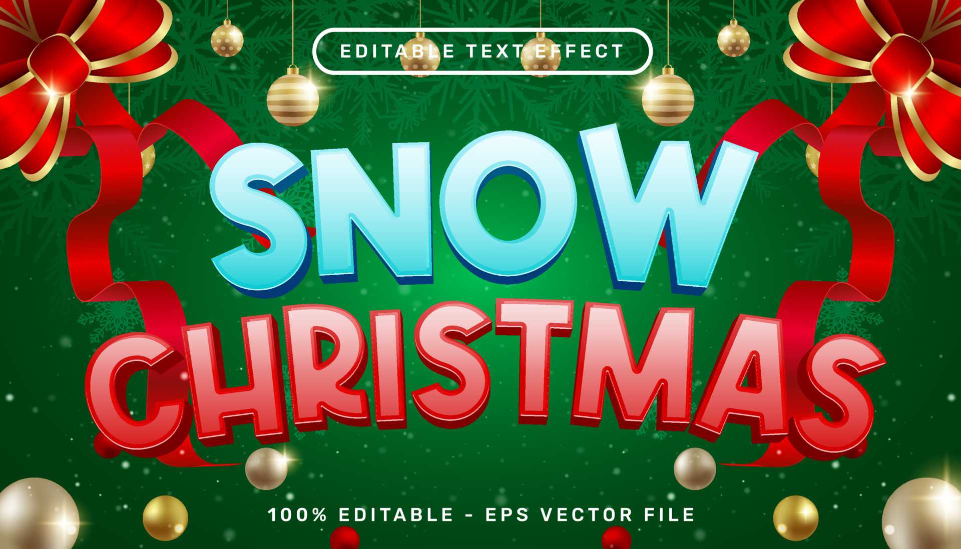 snow christmas 3d text effect and editable text effect with christmas