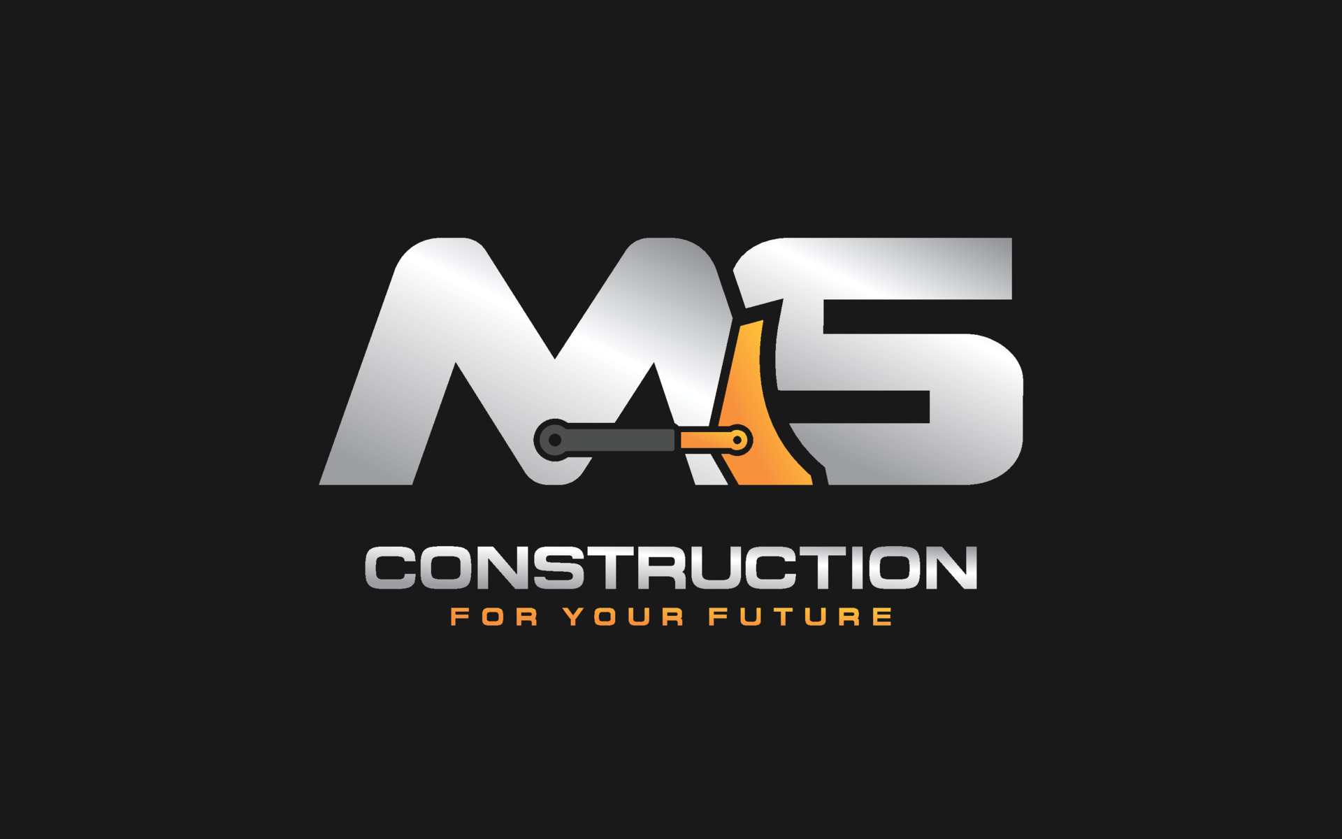 MS logo excavator for construction company. Heavy equipment template