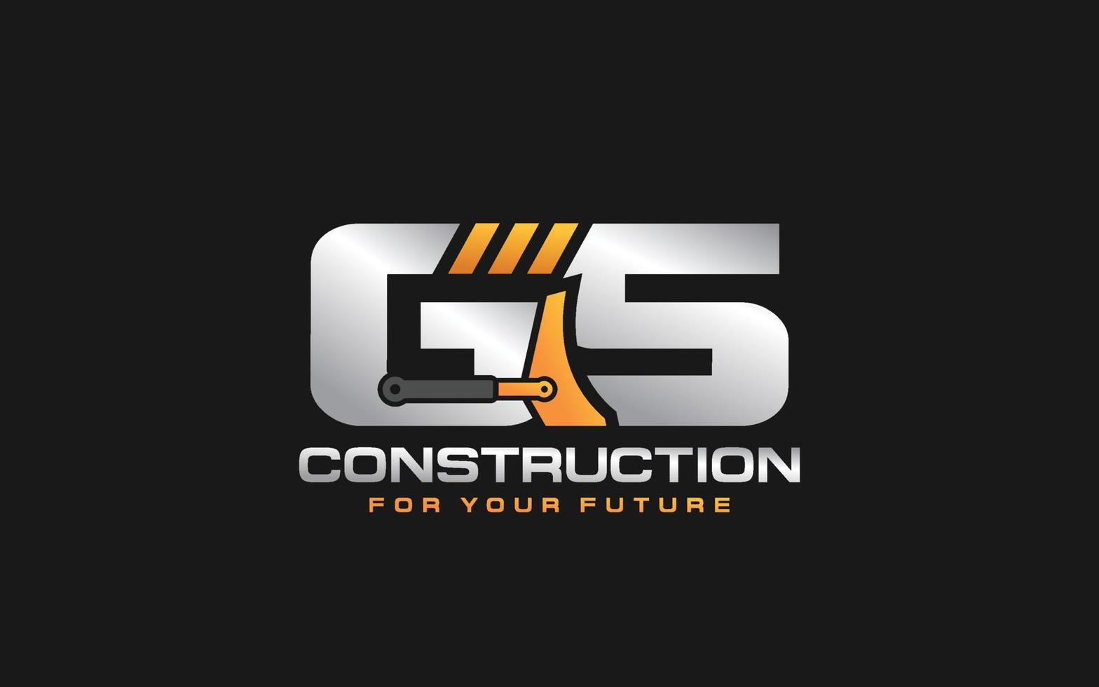 GS logo excavator for construction company. Heavy equipment template vector illustration for your brand.