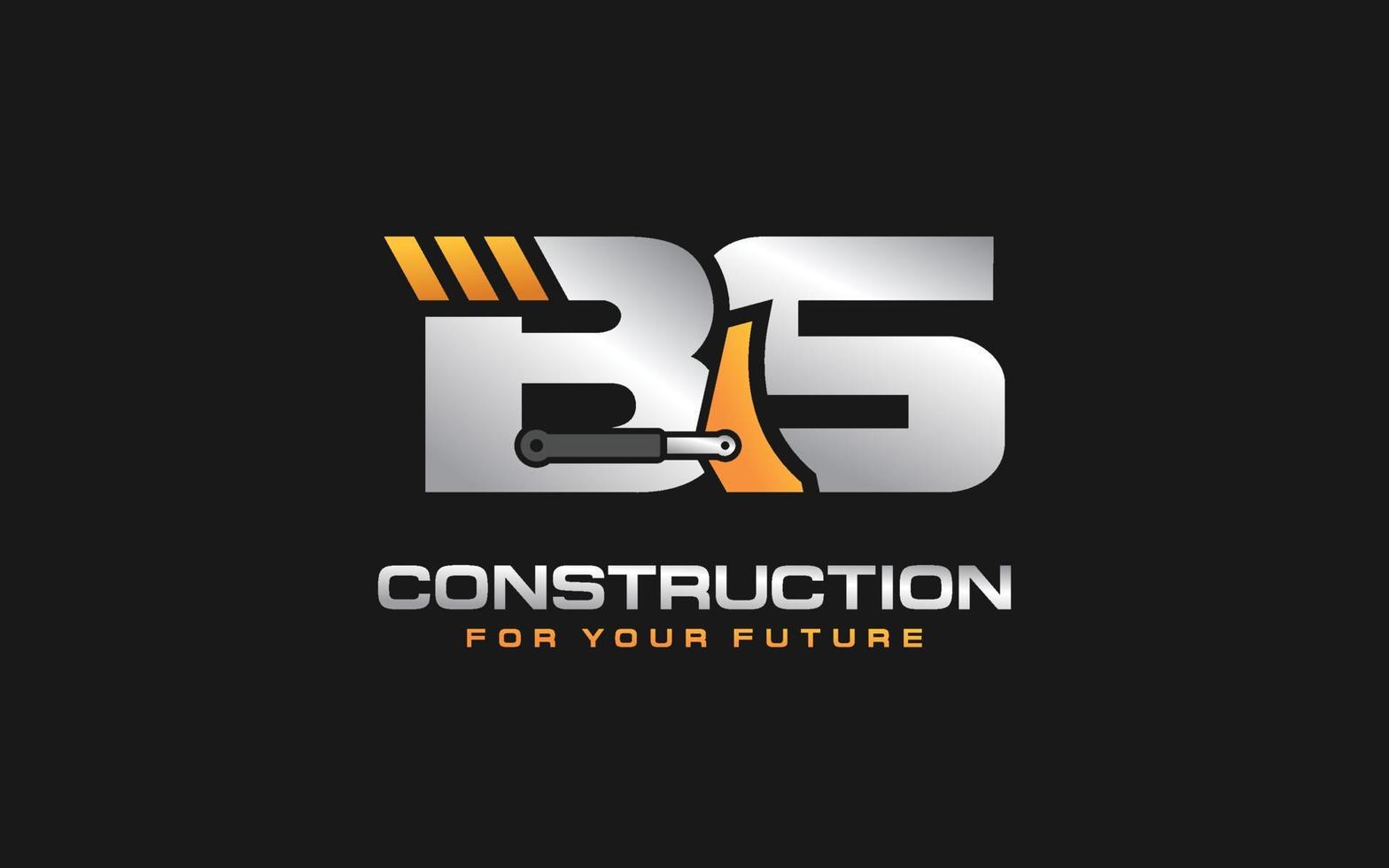 BS logo excavator for construction company. Heavy equipment template vector illustration for your brand.