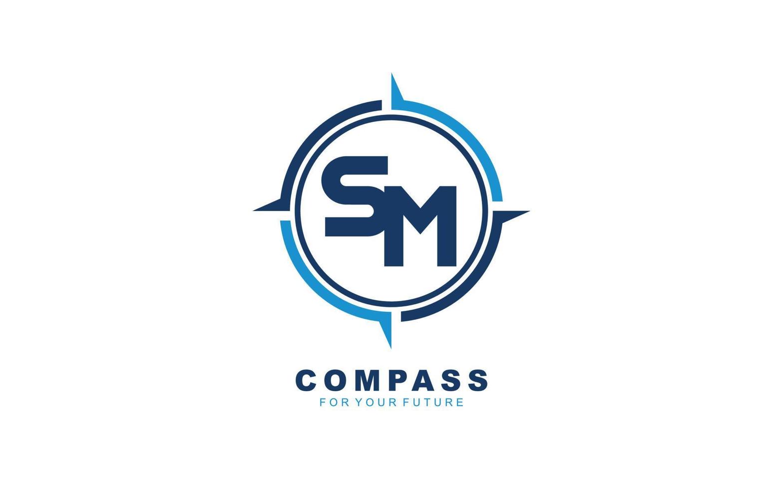 SM logo NAVIGATION for branding company. COMPASS template vector illustration for your brand.