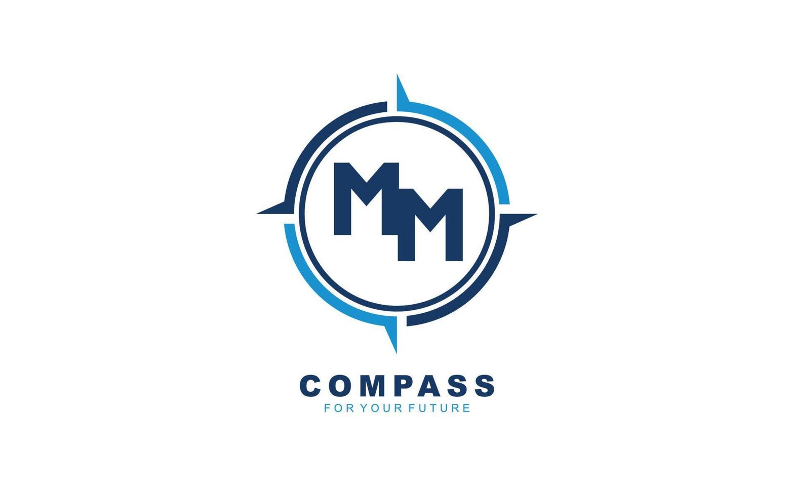 MM logo NAVIGATION for branding company. COMPASS template vector illustration for your brand.