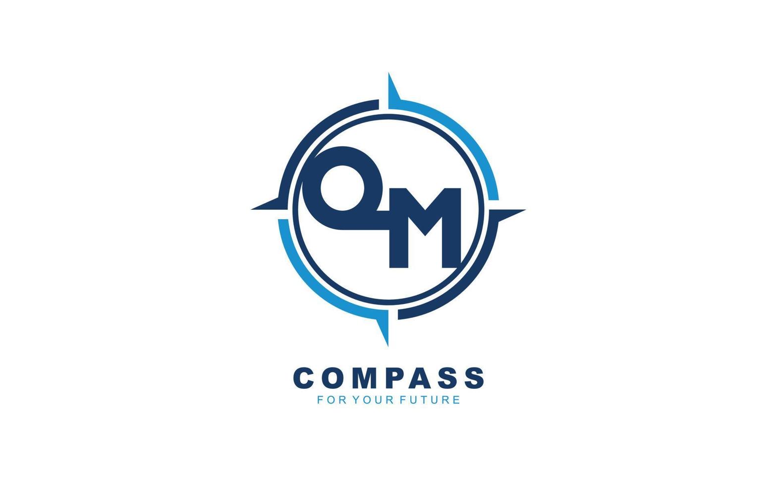 QM logo NAVIGATION for branding company. COMPASS template vector illustration for your brand.