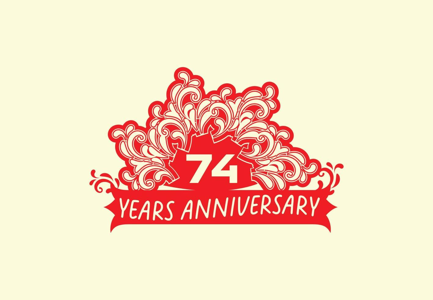 74 years anniversary logo and sticker design template vector