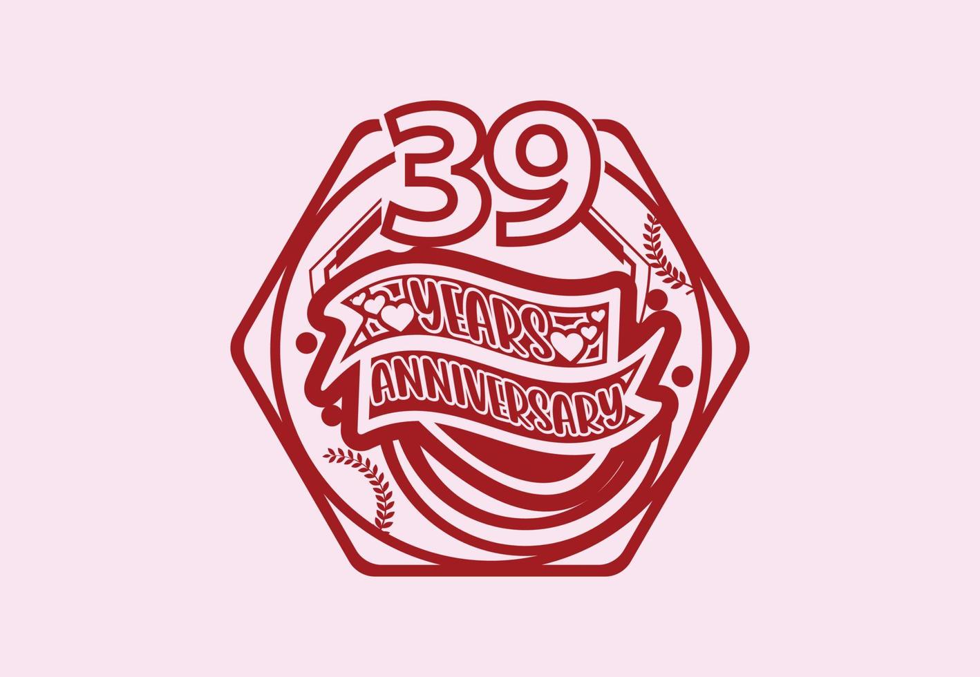 39 years anniversary logo and sticker design template vector