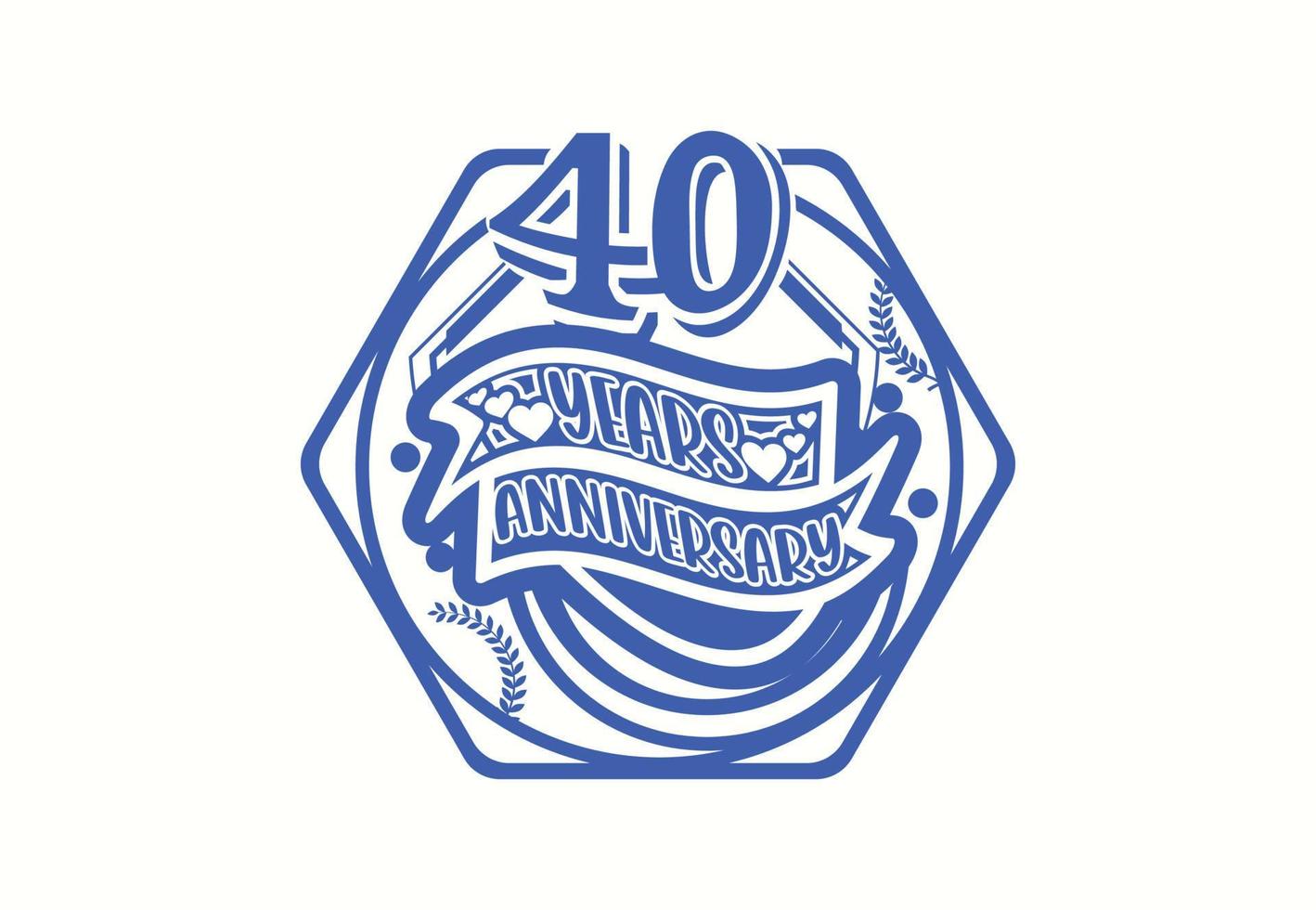 plantilla de diseño de logotipo y pegatina de aniversario de 40 años vector