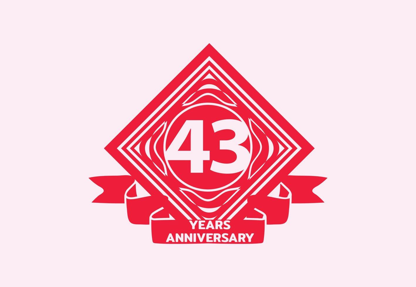 43 years anniversary logo and sticker design template vector