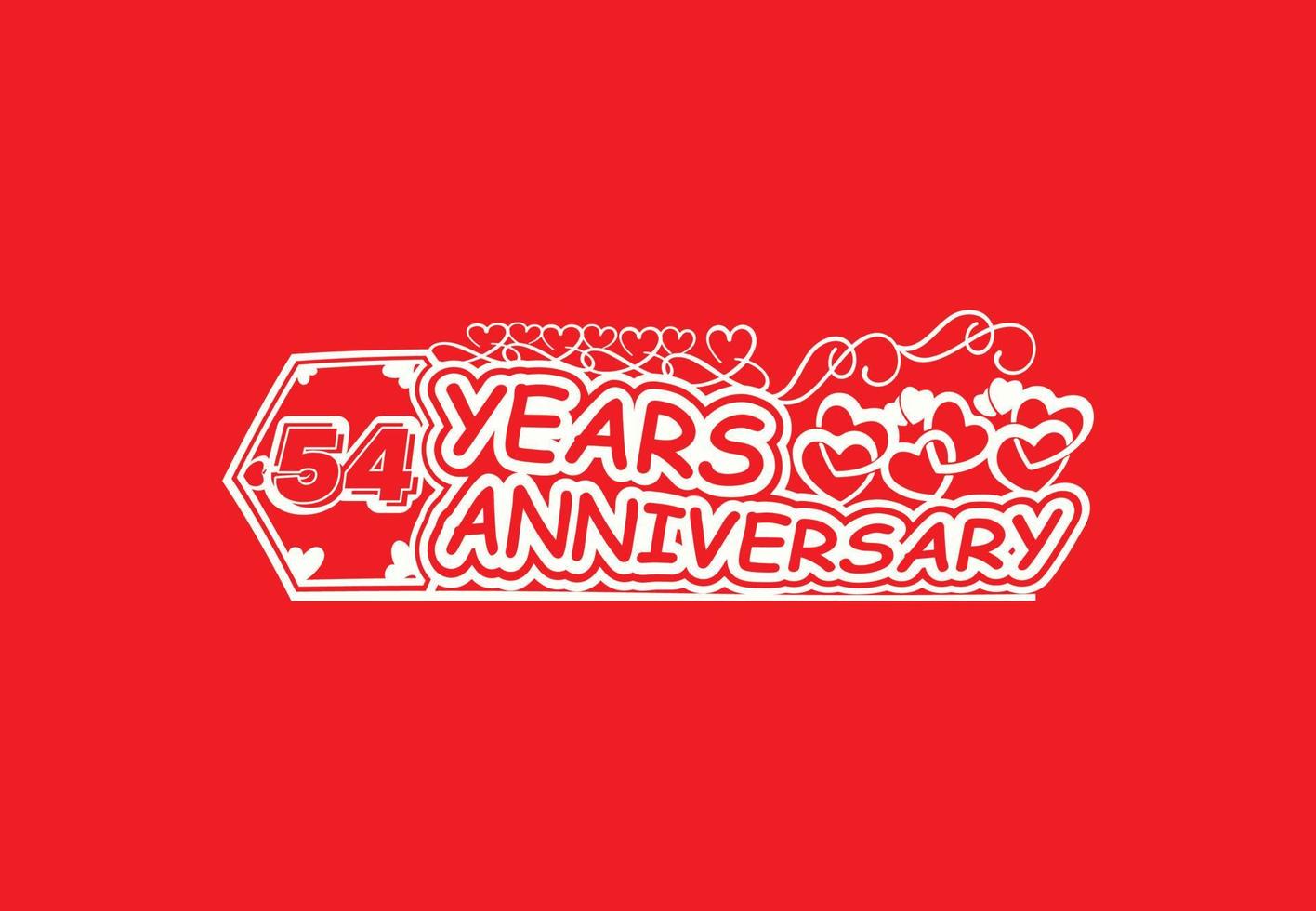 54 years anniversary logo and sticker design template vector
