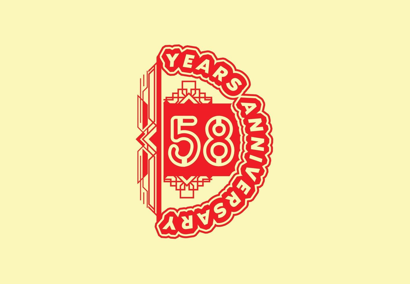 plantilla de diseño de logotipo y etiqueta de aniversario de 58 años vector